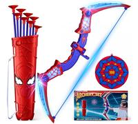 Toys for Age 3-12, Spider BowArrow With Red & Blue LED Lights, Spider Quiver & Web Target, Toys Gifts for 3 4 5 6 7 8 10 Year Old Boys Kids Birthday Presents for 3 4 5 6 7 8 9 10 Year Olds Boys Girls