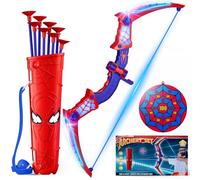 Toys for Age 3-12, Spider BowArrow With Red & Blue LED Lights, Spider Quiver & Web Target, Toys Gifts for 3 4 5 6 7 8 10 Year Old Boys Kids Birthday Presents for 3 4 5 6 7 8 9 10 Year Olds Boys Girls