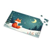 Toys For Ages 2-4 A Cute Fox Sitting In A Snowy Forest Under A Starry Night Sky. Picture Puzzle Toddler Puzzles Jigsaw Puzzles 300 Pieces For Adul(500PCS)