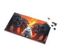 Toys For Ages 2-4 Two Wolves Flanking A Rabbit Against An Orange Background Picture Puzzle Puzzle Activity Books For Kids Ages 6-8(1000PCS)