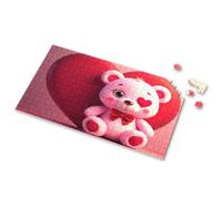 Toys For Ages 8-13 A Cute Teddy Bear With A Red Heart Background Picture Puzzle 100 Piece Puzzles For Kids Puzzle Books For Adults(300PCS)