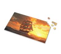 Toys For Ages 8-13 A Majestic Sailing Ship Sails Across The Ocean At Sunset Picture Puzzle Gifts For 5 Year Old Girls Puzzle 1000 Pieces(500PCS)
