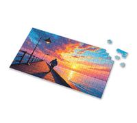 Toys For Ages 8-13 A Person Walks Along A Wooden Pier As The Sun Sets, Casting Warm Hues Across The Sky Picture Puzzle Puzzle Books For Adults Girl Toys Age 4-5(1000PCS)