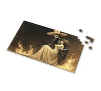 Toys For Ages 8-13 A Skeletal Figure In A Cowboy Hat Embraces A Woman In Flames Picture Puzzle Gifts For 5 Year Old Girls Puzzle 1000 Pieces(1000PCS)