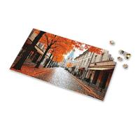 Toys For Ages 8-13 Autumn Leaves Line A Cobblestone Street With Historic Buildings Picture Puzzle Gifts For 5 Year Old Girls Puzzle 1000 Pieces(500PCS)