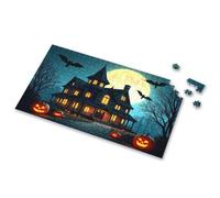 Toys For Ages 8-13 Spooky House With Jack-O'-Lanterns Under A Full Moon Picture Puzzle Gifts For 5 Year Old Girls Puzzle 1000 Pieces(300PCS)