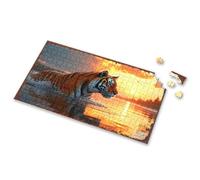 Toys For Ages 8-13 Sunset Stroll: Tiger Crossing Reflective Waters Picture Puzzle Puzzle Board Puzzle Board(300PCS)