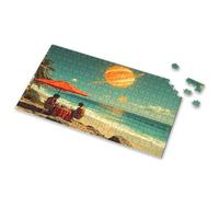 Toys For Ages 8-13 Two People Enjoying A Meal On A Beach With Planets In The Sky Picture Puzzle 100 Piece Puzzles For Kids Puzzle Books For Adults(500PCS)