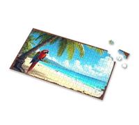 Toys For Boys 4-6 Parrot Perched On Palm Tree By Tropical Beach Picture Puzzle Puzzle Books For Adults 1000 Piece Puzzles(500PCS)