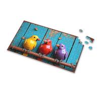 Toys For Boys 6-8 Colorful Ceramic Birds Perched On Rustic Wooden Fence With Autumn Picture Puzzle Easter Gifts Puzzle Books For Adults(300PCS)