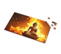 Toys For Boys 6-8 Golden Buddha Statue With Flames In The Background Picture Puzzle 3 Year Old Girl Gifts Activity Books For Kids Ages(1000PCS)