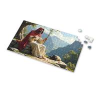 Toys For Boys 6-8 Jesus Resting By A Tree With Sheep In A Mountainous Landscape Picture Puzzle Easter Gifts Puzzle Books For Adults(300PCS)
