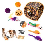Toys for Kittens - Halloween Pumpkin Cube Catnip Toy Set - Interactive Kitten Toys, Toy, Feather Toy fot Indoor Peekaboo, Playtime
