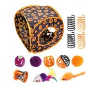 Toys for Kittens - Halloween Pumpkin Cube Catnip Toy Set - Interactive Kitten Toys, Toy, Feather Toy fot Indoor Peekaboo, Playtime