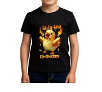 Toys & Gamers Kids' La La Lava Chicken T-Shirt - Pixelated Volcano Chicken Graphic 11-12 Years Black