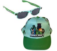 Toys & Gamers Minecraft Cap and Free Sunglasses Set, Light Blue and Green, Kids Character Accessories