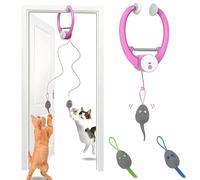 Toys Interactive for Indoor Cats, Usb Rechargeable Automatic Retractable Door-hanging Teaser with Self-play Mouse String for Indoor Hunting & Exercise pink