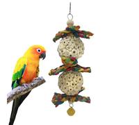 Toys Per - Single/Double Ball Parrot Shredder, Natural Wood Foraging Shredder, Interactive Activity with Beak | Multi-Texture Bell Equipped For Parro
