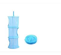 Toys Storage Hanging Mesh Basket,3 Tiers Space Saver Bags Portable Foldable Mesh Bag Bedroom Wall Door Closet Kids Toys Organizer Laundary Basket Hanging Shelves Pockets (blue)