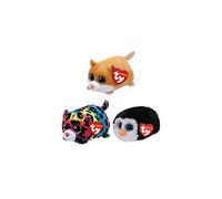 Toys Teeny Multipacks | Jelly Multicoloured Leopard, Waddles Penguin, Peewee Hamster | Collectible Stuffed Toy Bundle (TEENYTYSG1)