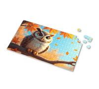 Toys Under 10 Dollars A Cute Owl Perched On A Branch With Autumn Leaves Falling Around It Picture Puzzle Jigsaw Puzzle 500 Pieces(1000PCS)