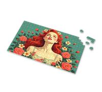 Toys Under 10 Dollars A Woman With Vibrant Red Hair Surrounded By Blooming Roses Picture Puzzle Jigsaw Puzzle 500 Pieces(500PCS)
