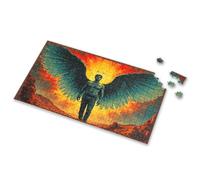 Toys Under 10 Dollars Angel With Black Wings Standing In Front Of Fiery Sky Picture Puzzle Outfoxed Game For Kids Puzzle 500 Pieces(1000PCS)