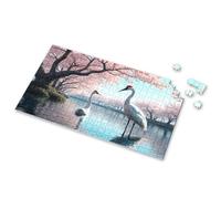 Toys Under 10 Dollars Two White Birds Stand By A Serene Lake Surrounded By Cherry Blossom Trees Picture Puzzle Jigsaw Puzzle 500 Pieces(500PCS)