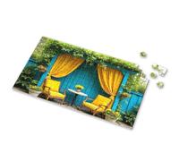 Toys Under 10 Dollars Yellow Chairs With Flowers On Blue Background. Picture Puzzle Easter Gifts For Toddlers 100 Piece Puzzles For Ki(1000PCS)