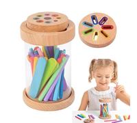 Toys - Wood, 11x7.5x7.5cm | Wooden Color Sorting Toy, Color Sorting Cups For Kids | Educational Learning Toy For Preschoolers And Cognitive Development
