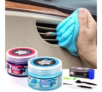 ToysButty Car Cleaning Gel Kit Supplies for Car Interior Detailing, 2 Pots Car Slime Cleaner, 4 Anti-Static Detailing Brushes, Vent Duster, Auto Car Accessories, Pc Laptop, Keyboard Cleaner Putty