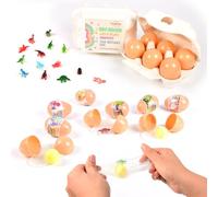 ToysButty Dinosaur Slime Kit for Boys Girls, 6 Egg Clear Slime Find the Mutant Dinosaurs, Dinosaur Book Included with Dino Slime Charms, Smashers Dino Eggs Educational Toy Set, Party Favors for Kids