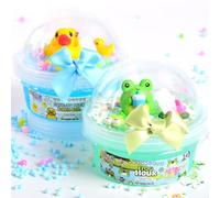ToysButty Slime Kit for Kids, 2 Pack Different Scented Mini World Themed Slime with Duck Charms, Soft Non-Sticky Clear Putty Toy Set with Mixins,Stress Relief Gift for Boys Girls Birthday Party Favors