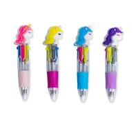 Toyseum 12 x Unicorn Four Colour Pens, Party Bag Fillers for Girls, Cute Mini Unicorn Stationary for Gifts and Favours, Multi-Coloured Pens 4 in 1, Pack of 12