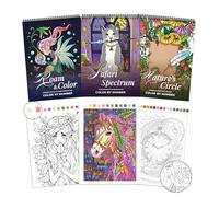 TOYSKY 3 Pack Colour by Numbers Adult Colouring Book,160GSM A4 Thick Paper | Spiral Bound, 60 Featuring Animals,Flowers,Mandalas & Cartoons- Relaxation Gift for Women & Men