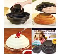 TOYSREX 3 Tier Fill & Bake Cake Tin Pan Set Mould Non Stick Insert Middle Filling Craft