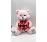 TOYSREX Teddy Bear with Red Heart -Cute Cream or Brown - A Symbol of Love and Affection (Pink)