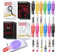 Toyssa Detective Party Bags Fillers, Party Favours include Invisible Ink Pen with UV Light & Notebook, Spy Pinata Fillers Party Supplies Pre Filled Party Bags for Kids Boys Girls