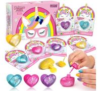 Toyssa Kids Nail Polish Set - 12 Pack Peel Off Nail Varnish for Girls Ages 3+, Non Toxic Water-Based Formula with Glitter, Unicorn Gift Set for Birthday Party & Pretend Play