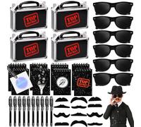 Toyssa Spy Party Bag Fillers for Kids Detective Party Favours Invisible Ink Pen Notebooks Boxes Mustache Sunglasses Birthday Party Supplies Pinata School Prizes Gifts for Boys Girls Kids