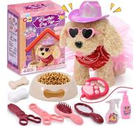 Toyssa Walking Dog Toys for Kids Girls, Walking Barking Wagging Plush Electronic Pets Toy Dog Dress Up Feed Bathe, Perfect Toys for 2 3 4 5 6 7 Year Old Girls Gifts for Toddlers Birthday Christmas