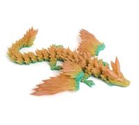 ToySupplyFun 3D Printed Dragon with Wings, Flying Dragon, 8” Crystal Dragon Fidget Toy, Winged Dragon for Home Office Decor Executive Desk Toys (Rainbow)