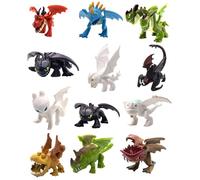Toysvill How to Train Your Dragon Mini Figures Set, 12 Piece Multicolor Plastic Dragons, Cake Toppers Collection for Birthday Party Decorations, 1.78 Inch