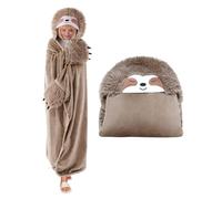 TOYSYM Sloth Wearable Hooded Blanket for Adults - Fluffy Soft Warm Cozy Flannel Throw Blanket 50" x 60" Hoodie Cloak Wrap - Sloth Gifts for Adults and Kids