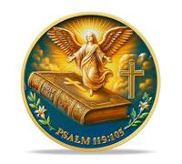 TOYTOSMPL Bible Angel Religious Coin - Inspirational Bible Verse Medallion for Faith-Based Gifts, Spiritual Encouragement for Men & Women