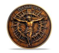 TOYTOSMPL Crucified Jesus Religious Coin - Isaiah 53:5 Bible Verse Medallion - Faith-Based Gifts for Spiritual Encouragement for Men & Women