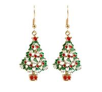 Toyvain 1 Pair of Lovely Christmas Tree Earrings Rhinestone Dangle Ear Stud for Women Girls