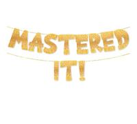 TOYVENTURES Graduation Gold Decorations Set - Congrats Grad Banner, Class of 2025 Backdrop, Party Supplies for High School & College Celebrations Degree PHD (Pre-strung, No DIY Required) (Gold-MTI)