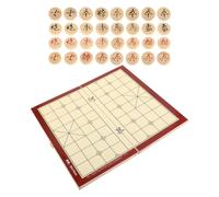 Toyvian 1 Box Wooden Chinese Chess Set with Foldable Board and Built-in Storage Box Portable Xiangqi Game Board for Easy Storage and Outdoor Travel