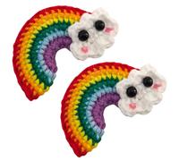 Toyvian 1 Pair Rainbow Hair Clips, Soft and Comfortable Alloy and Woolen Yarn Hair Accessory, Chic and Lovely Knitted Headwear for Random Color